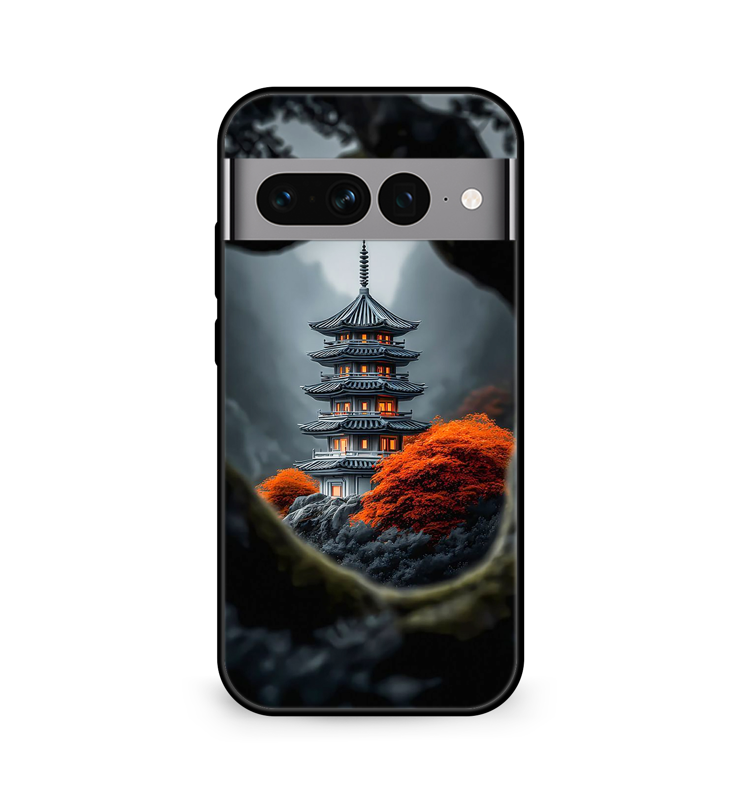 Premium Peaceful Pagoda Landscape Google Pixel 7