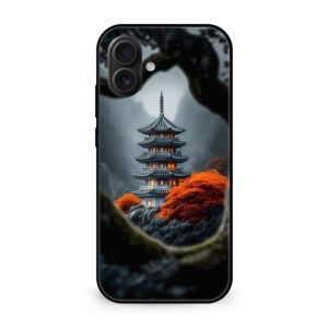 Premium Peaceful Pagoda Landscape iPhone 16