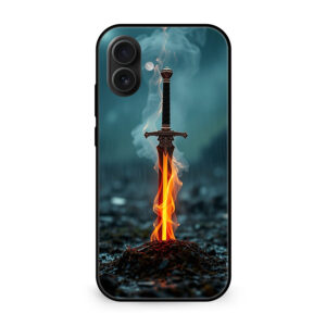 Premium Flaming Sword iPhone 16