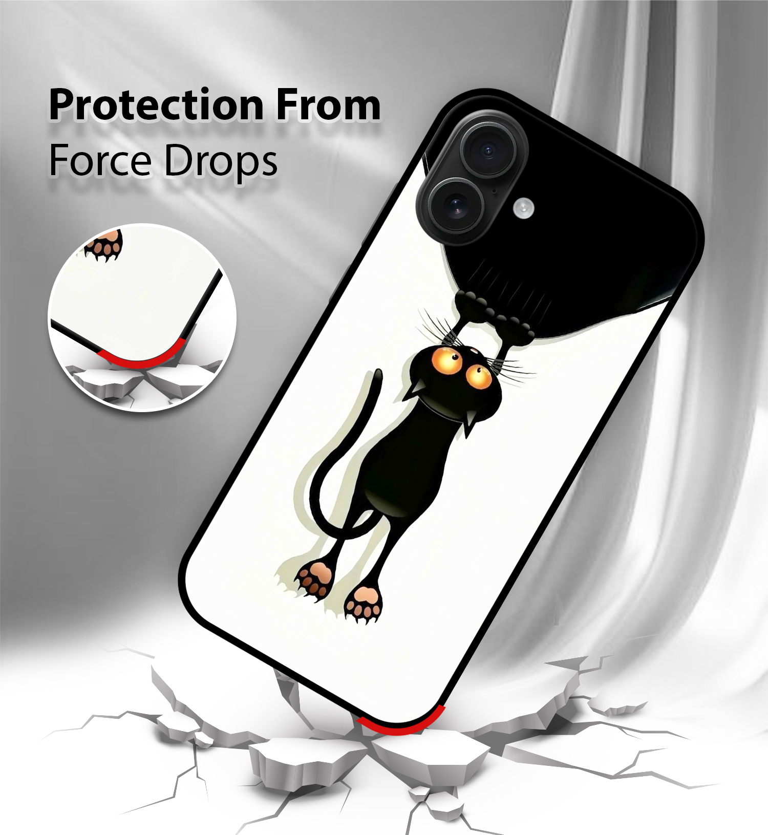 Premium Cute Black Cat iPhone 16 - Image 4
