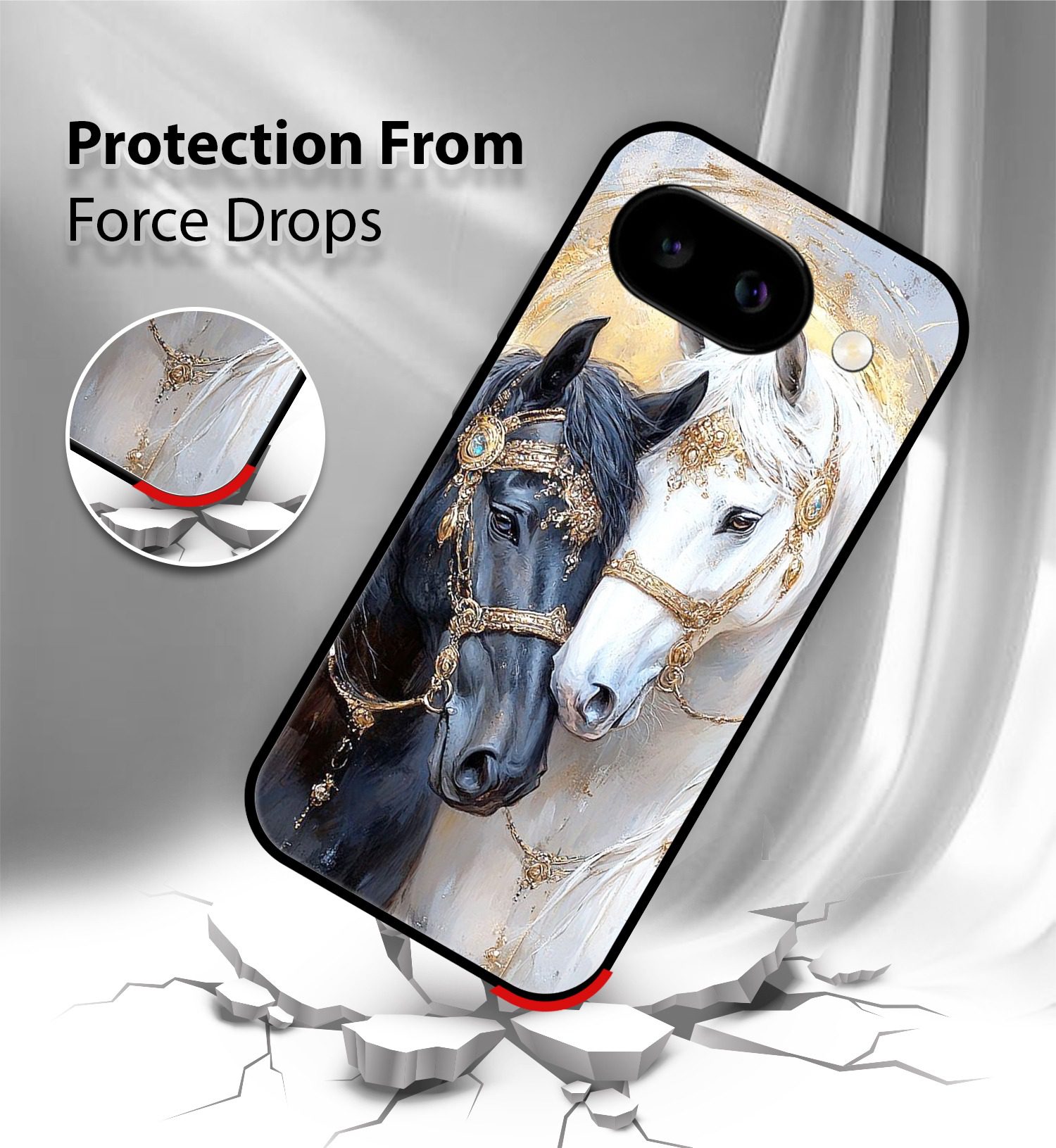 Black & White Horse mobile cover Google Pixel 9A