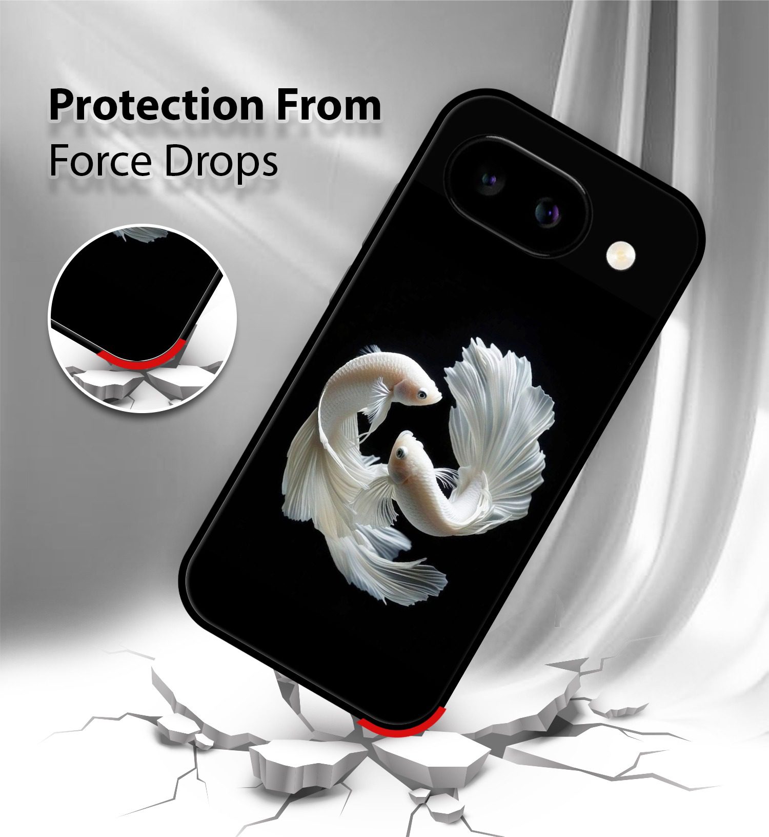 White Fish mobile cover Google Pixel 9A