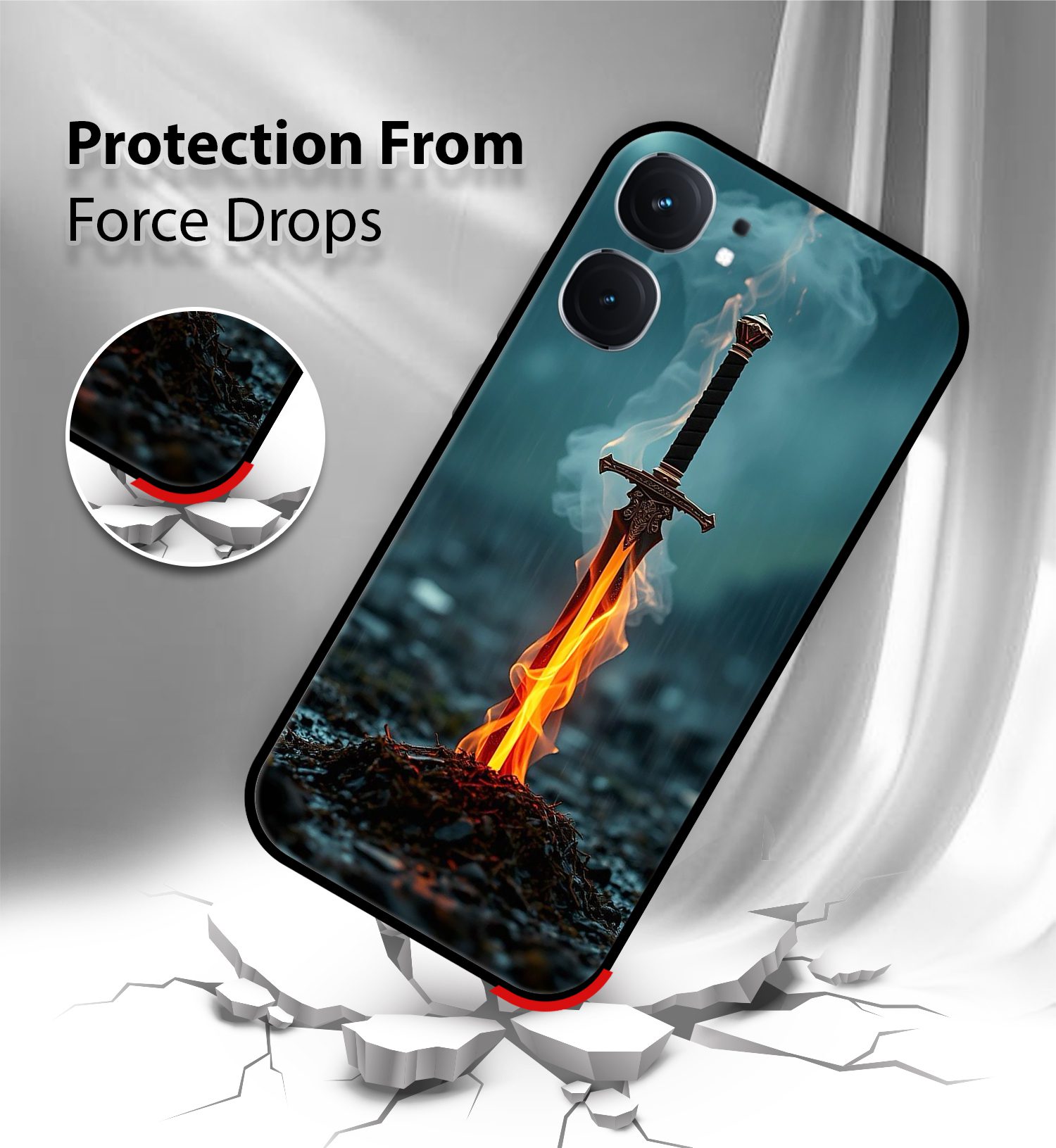 Premium Flaming Sword Mobile Cover for iQOO Neo 9 Pro - Image 2