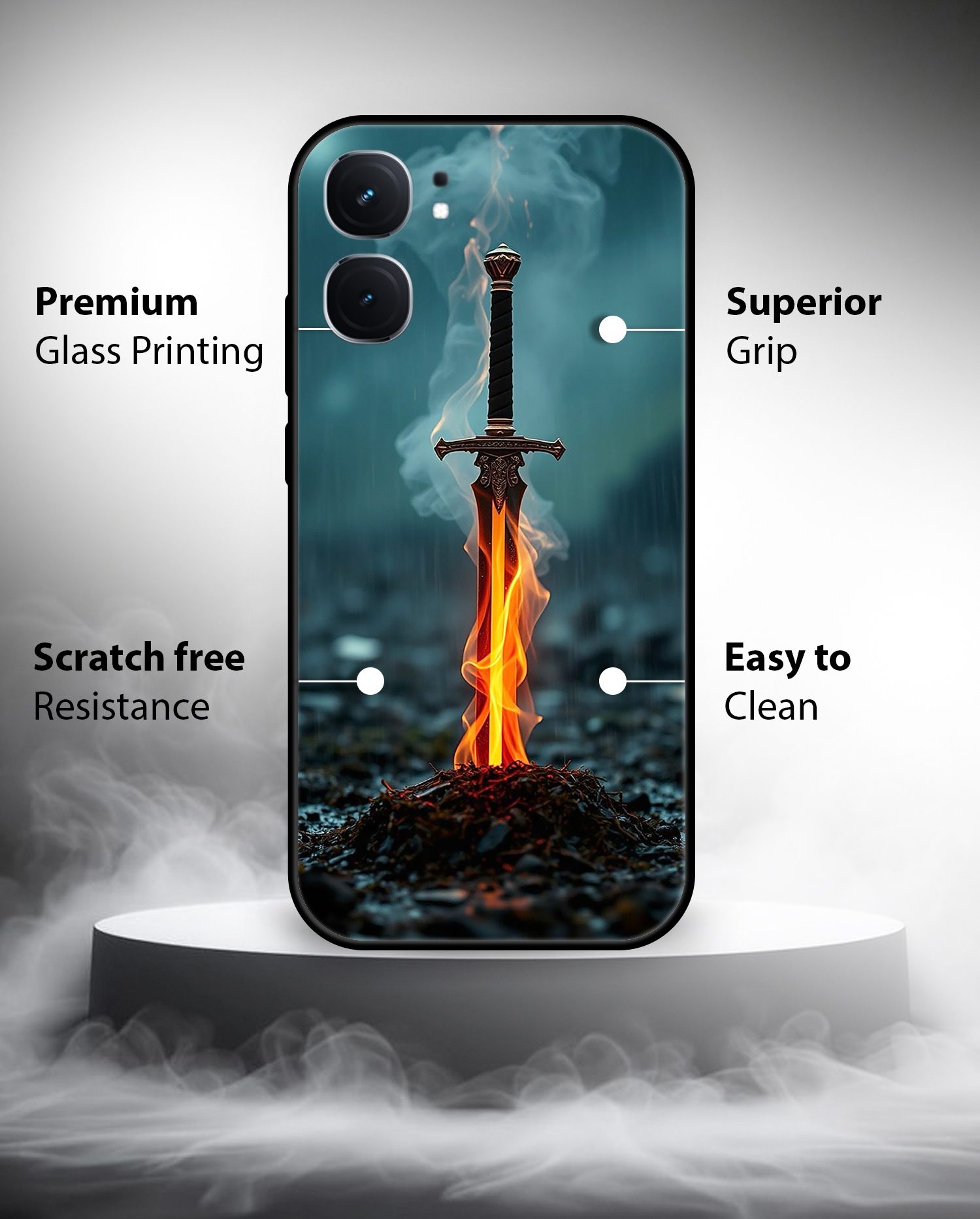 Premium Flaming Sword Mobile Cover for iQOO Neo 9 Pro - Image 4