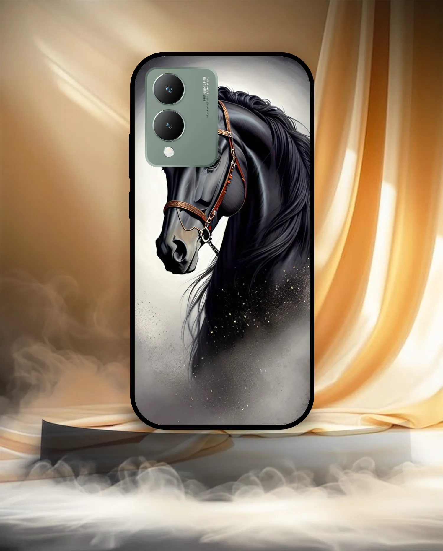 Premium Black Horse Mobile Cover for Vivo Y17s - Image 3