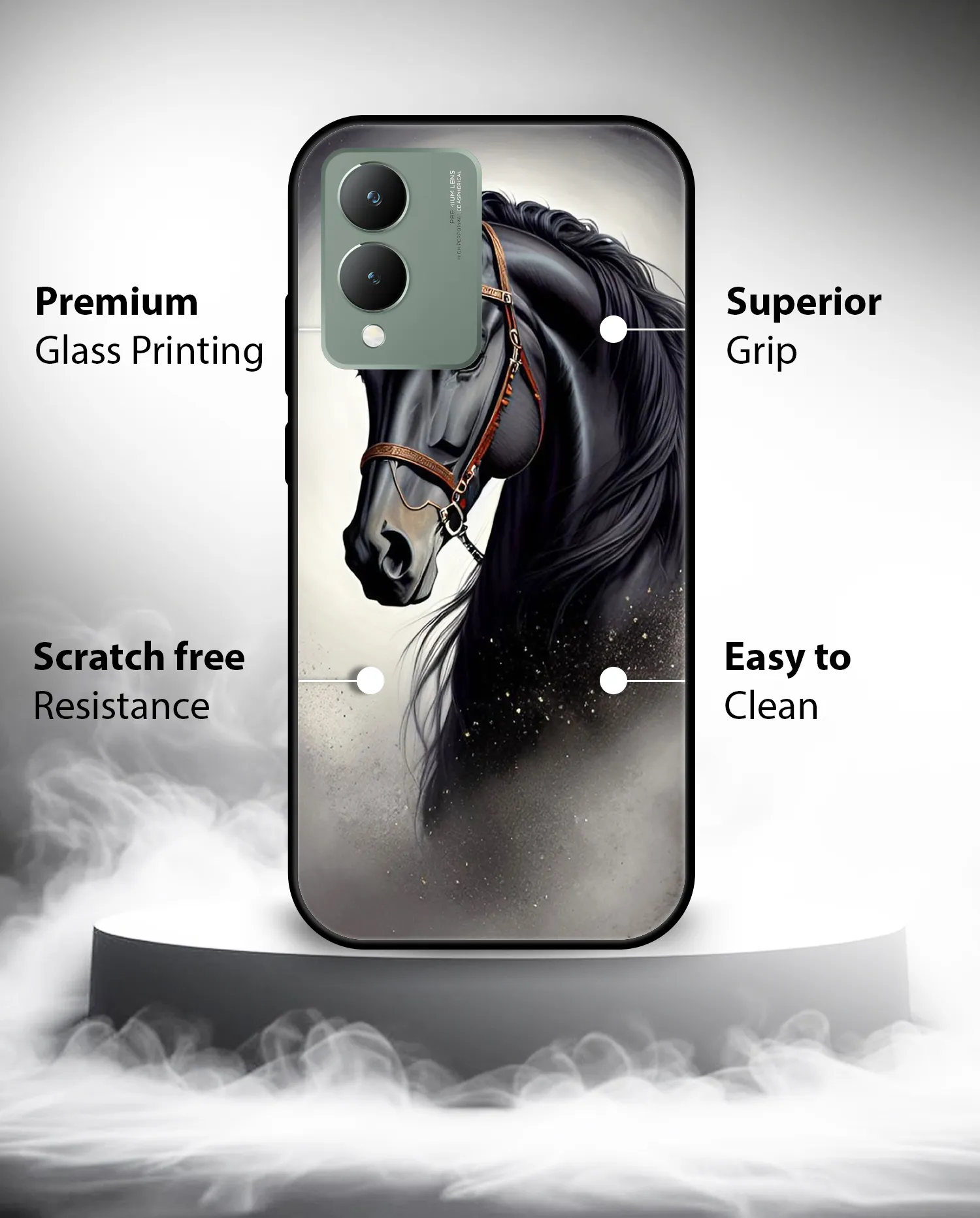 Premium Black Horse Mobile Cover for Vivo Y17s - Image 4