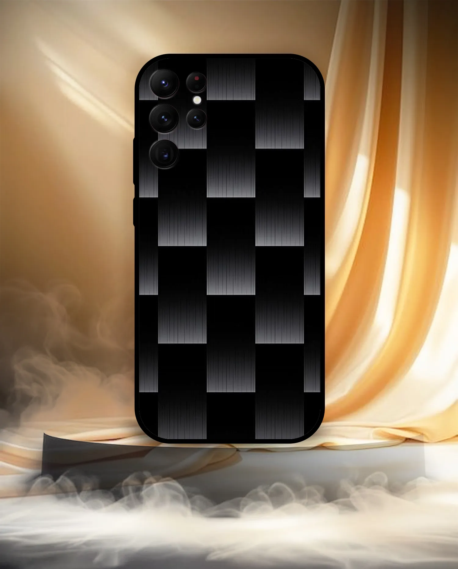 Premium Black & White Block Pattern Mobile Cover for Samsung S22 Ultra - Image 3