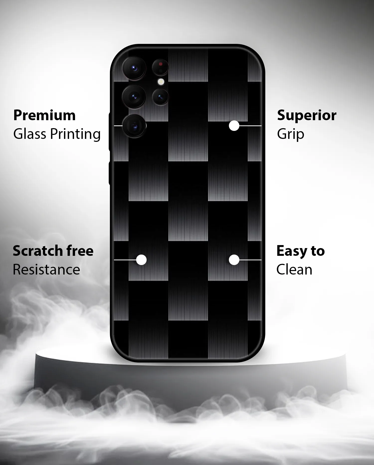 Premium Black & White Block Pattern Mobile Cover for Samsung S22 Ultra - Image 4