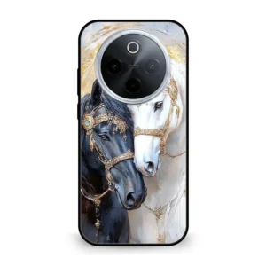 Premium Black & White Horse Mobile Cover for iQOO Z10 5g