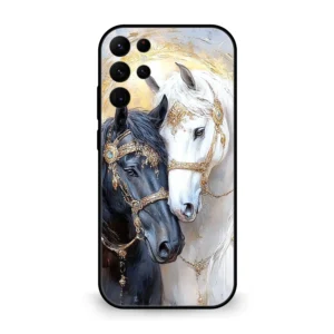 Premium Black & White Horse Mobile Cover for Samsung S22