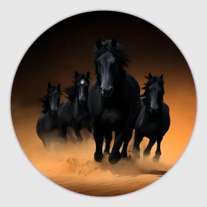 Round Black horse customized fridge magnets