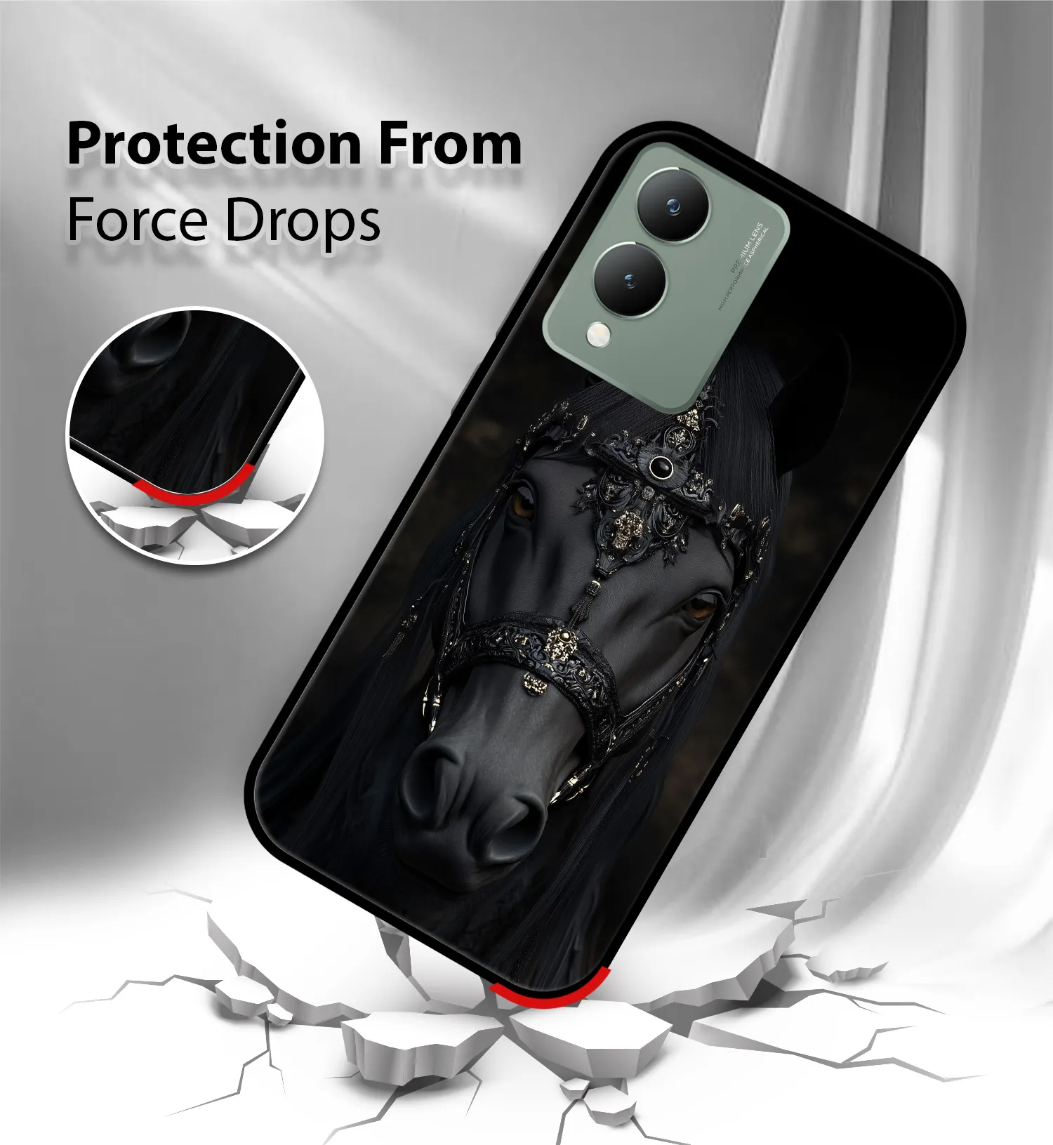 Premium Dark Horse Mobile Cover for Vivo Y17s - Image 2