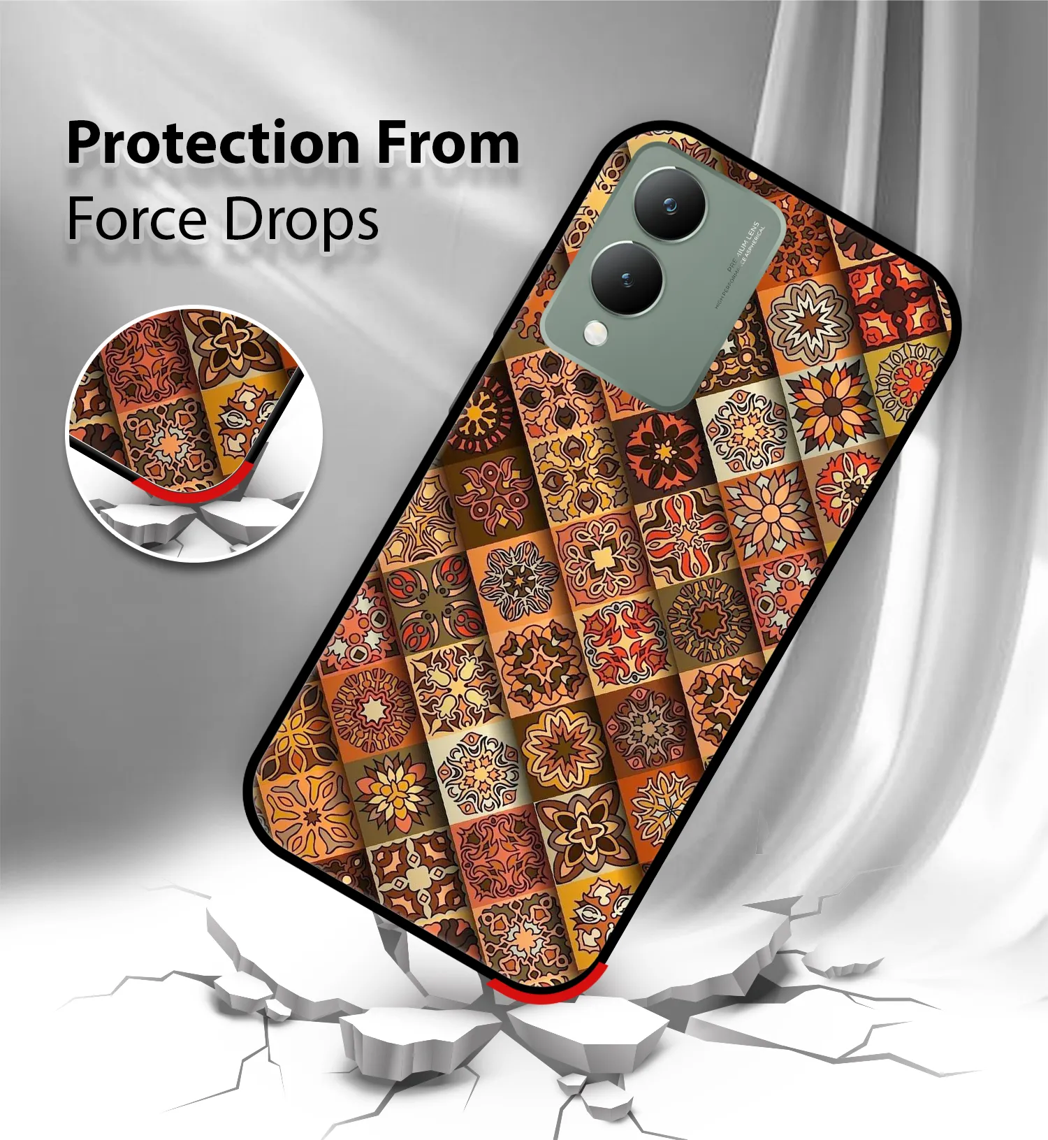 Premium Geometric Tile Pattern Mobile Cover for Vivo Y17s - Image 2