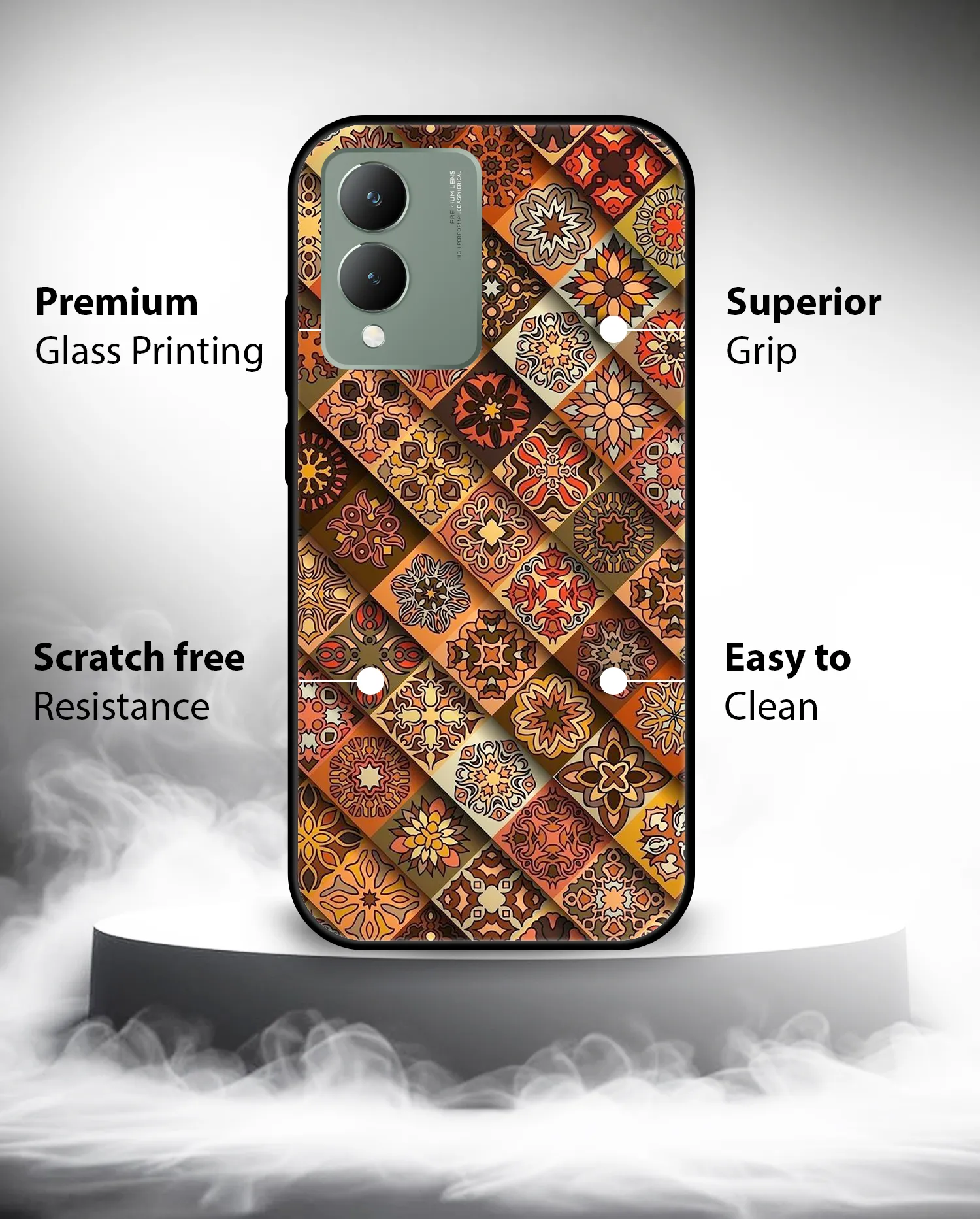 Premium Geometric Tile Pattern Mobile Cover for Vivo Y17s - Image 4
