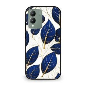 Premium Golden Leaf Pattern Mobile Cover for Vivo Y17s