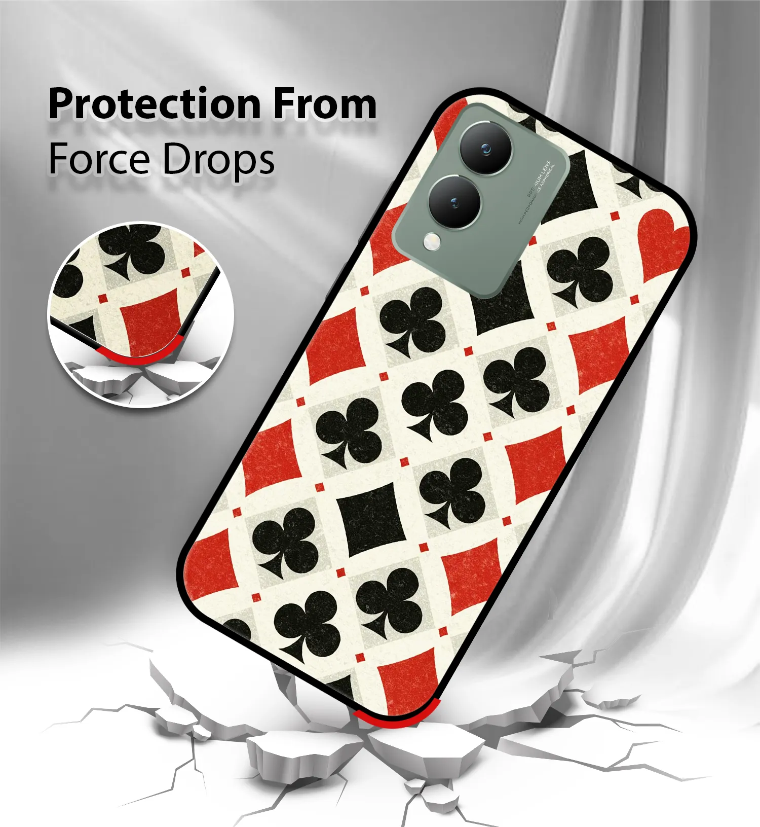 Premium Playing Card Suits Pattern Mobile Cover for Vivo Y17s - Image 2