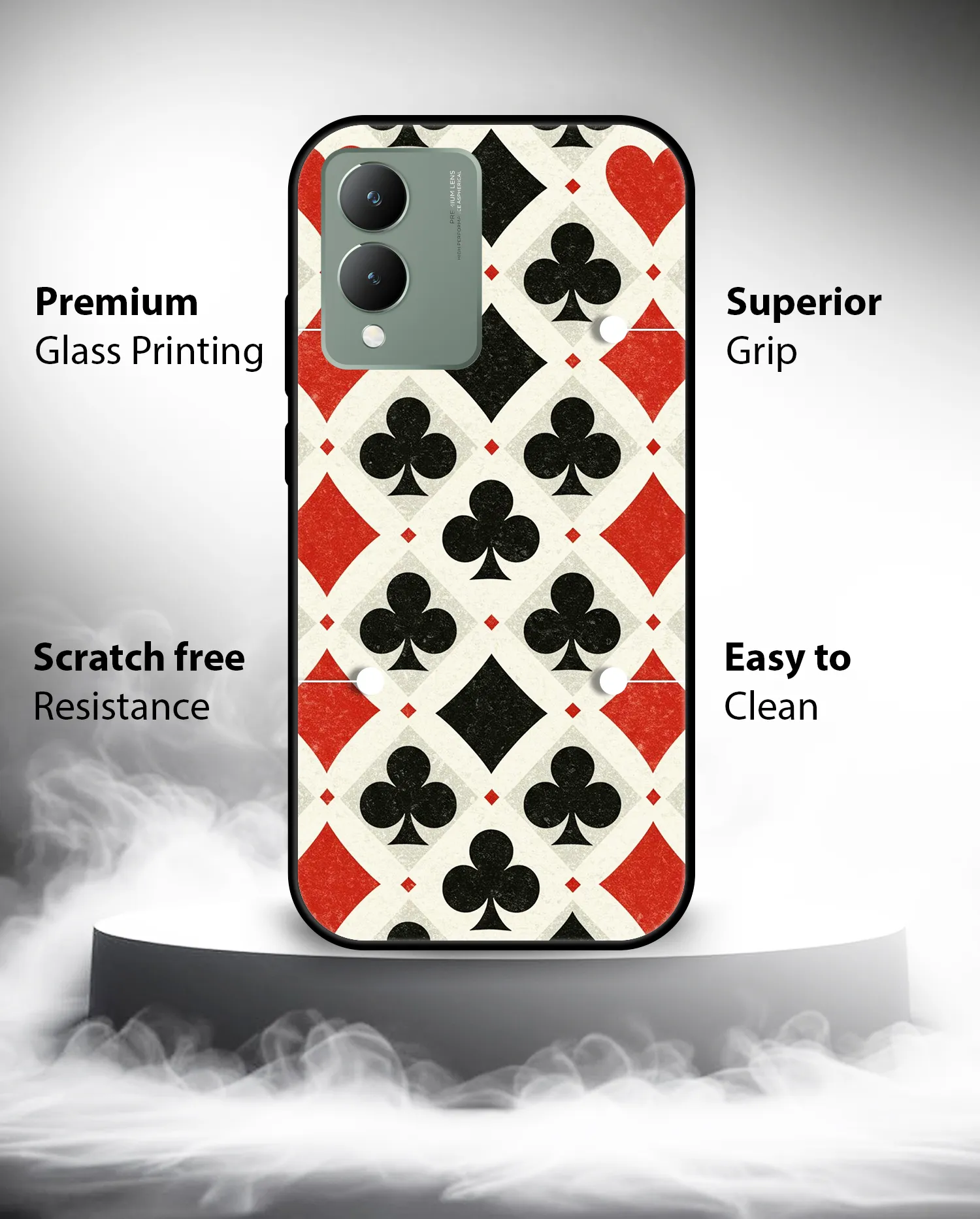 Premium Playing Card Suits Pattern Mobile Cover for Vivo Y17s - Image 4
