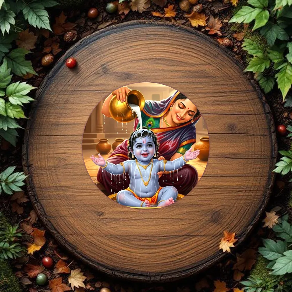 Round Khana ji customized fridge magnets - Image 2