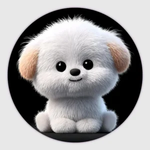 Round White cute dog customized fridge magnets